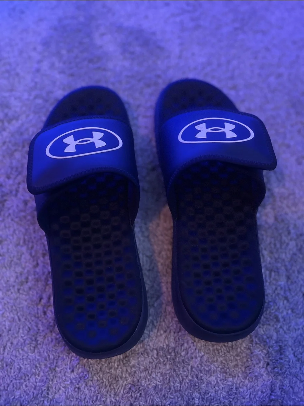 Under Armour Black and White Adjustable Slide Sandals